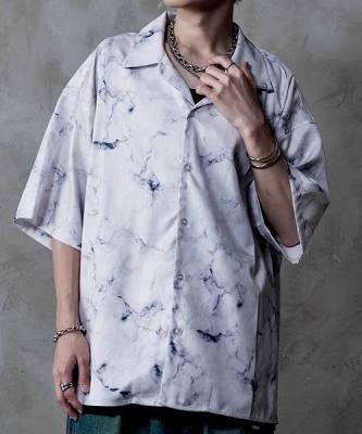 INTER FACTORY しの - Marble Open Collar Shirt / マーブル柄オープンカラーシャツ