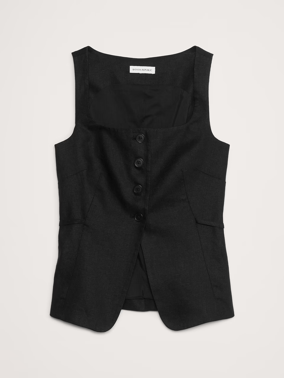 Banana Republic Linen Square-Neck Long Vest