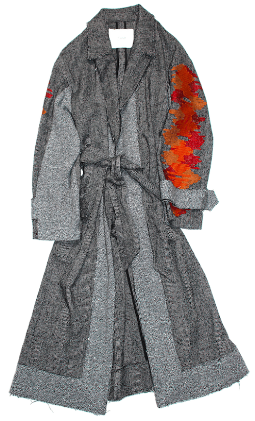5-knot EMBROIDERY GLEN CHECK COAT