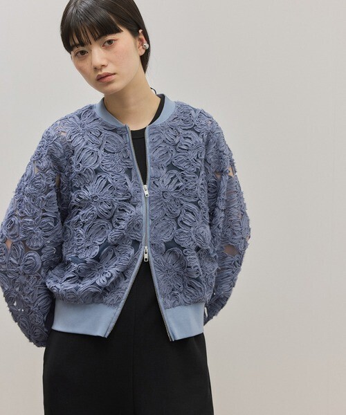 ADAM ET ROPE' ラインアートレースブルゾン