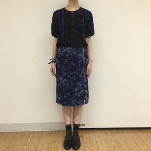 YOSHIYO クラッシュベルベット×ペイズリースカート