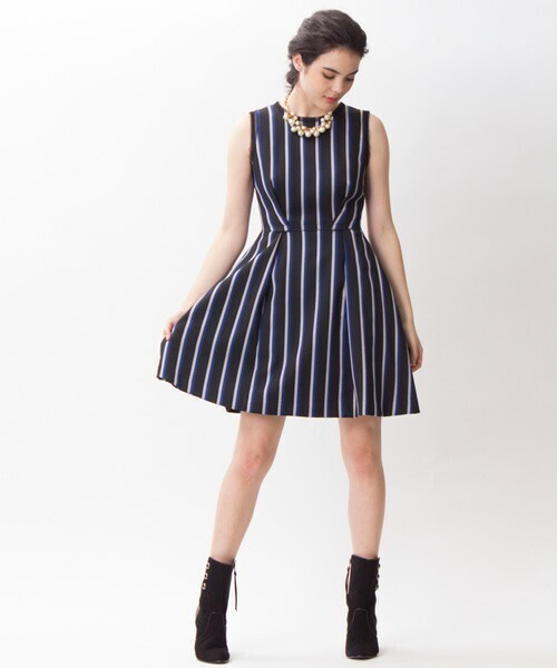LANVIN en Bleu カラーストライプワンピース
