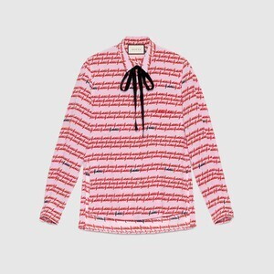 GUCCI プリント シルク シャツ