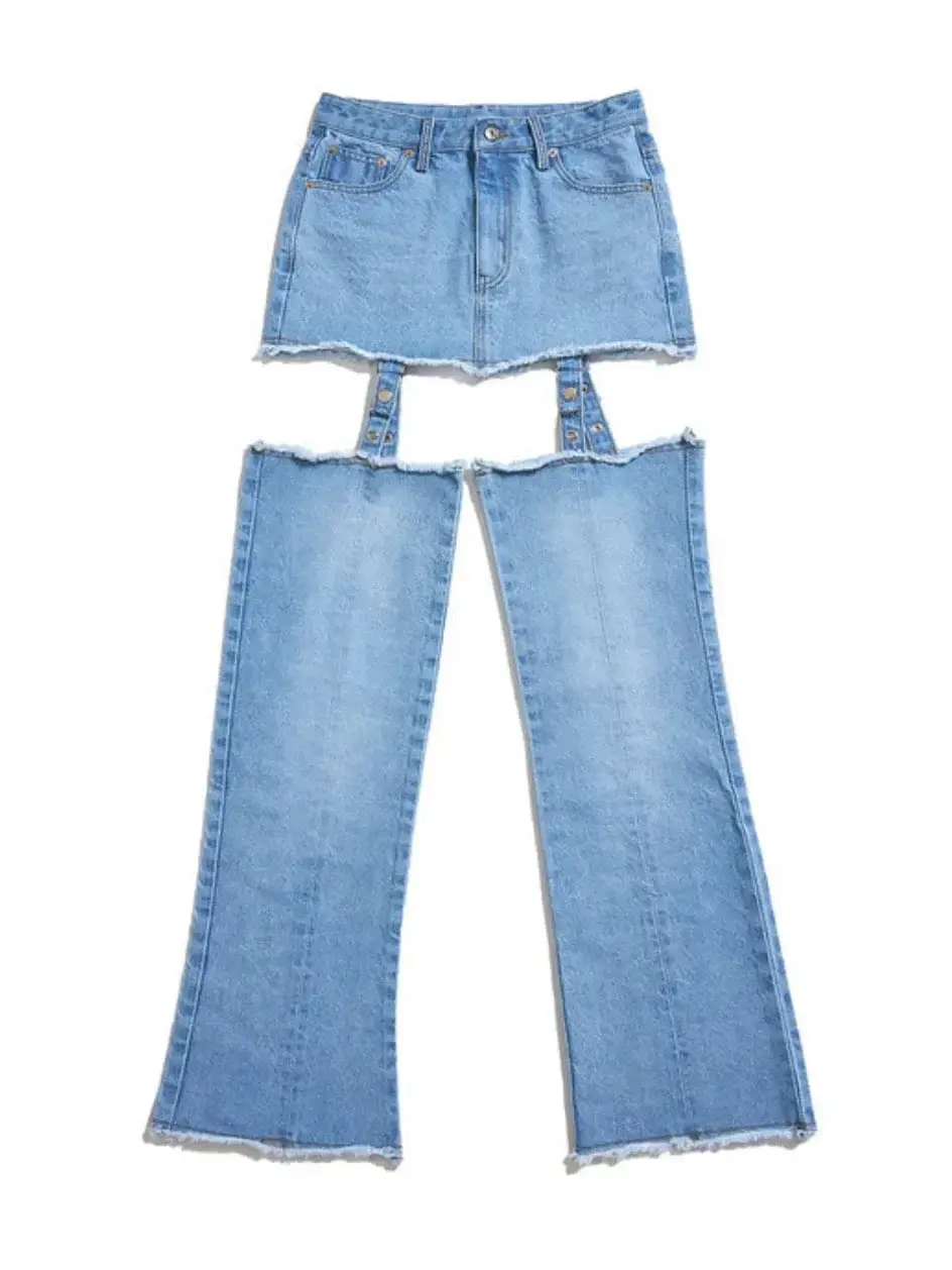 CRANK LAYERED DENIM SKIRT