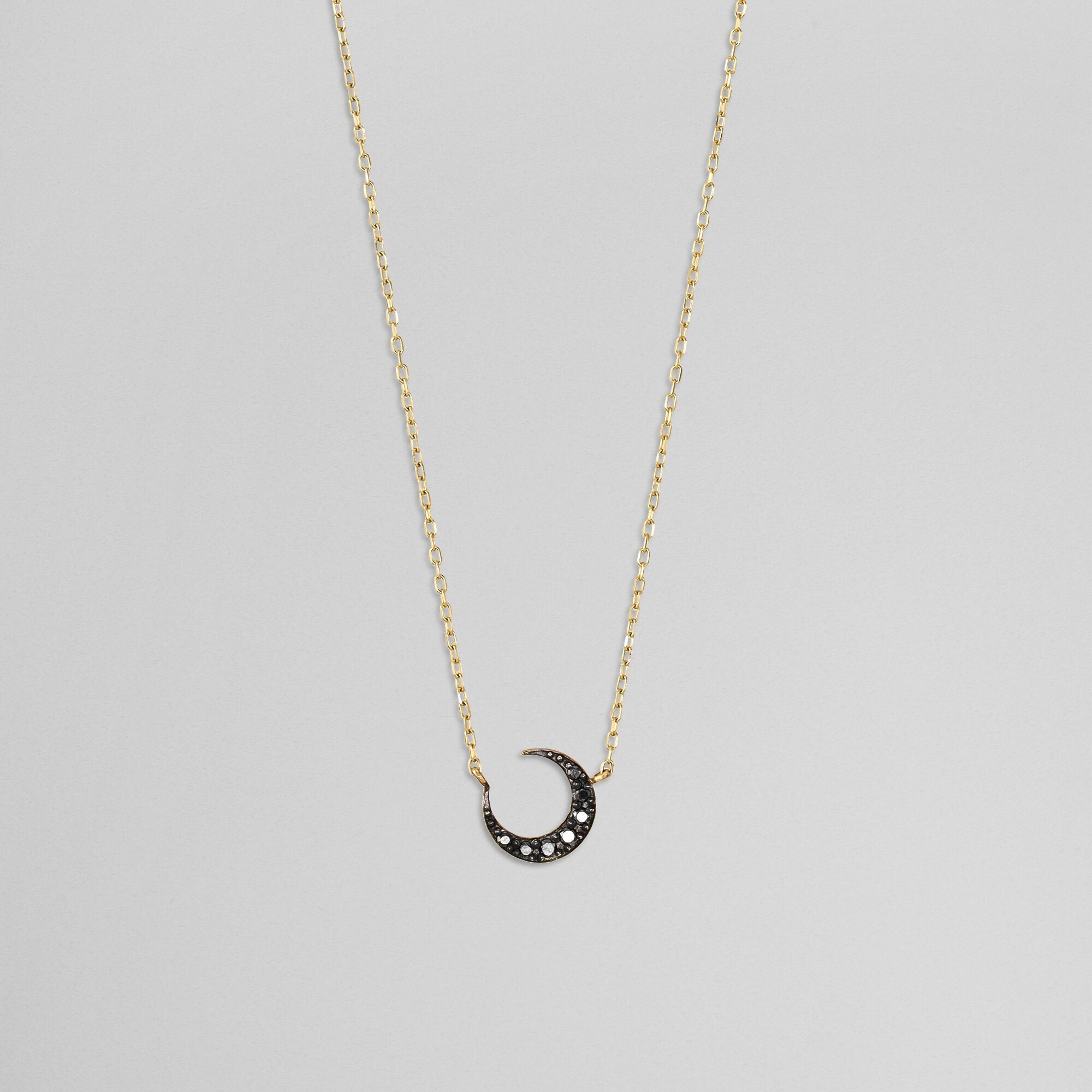 Plus Vendome MICROTATTOO_K10ブラックダイヤモンド ネックレス MOON so black