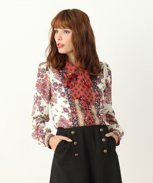 DOLLY GIRL BY ANNA SUI フォークロリックプリントミックス ブラウス