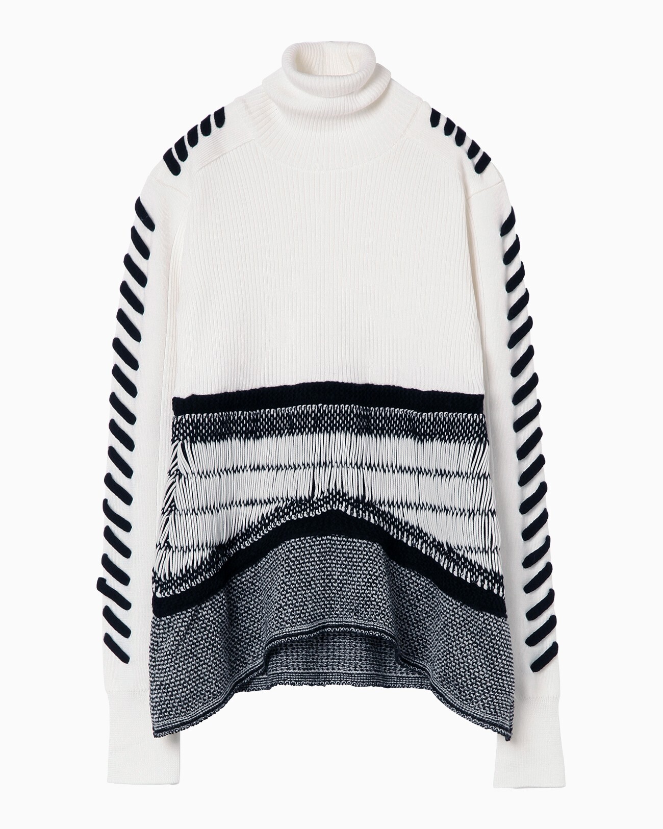 mame Exotic Pattern Peplum Knit - white