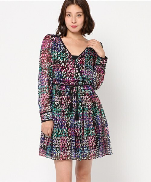 kate spade new york MAKE MAGIC METALLIC MULTI DOT MINI DRESS