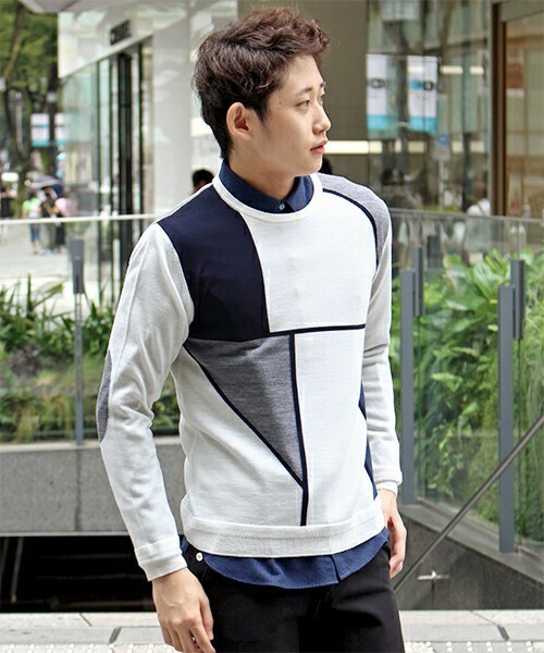 LANVIN en Bleu Graphic Rhythm High Gauge Knit/グラフィズム ハイゲージニット