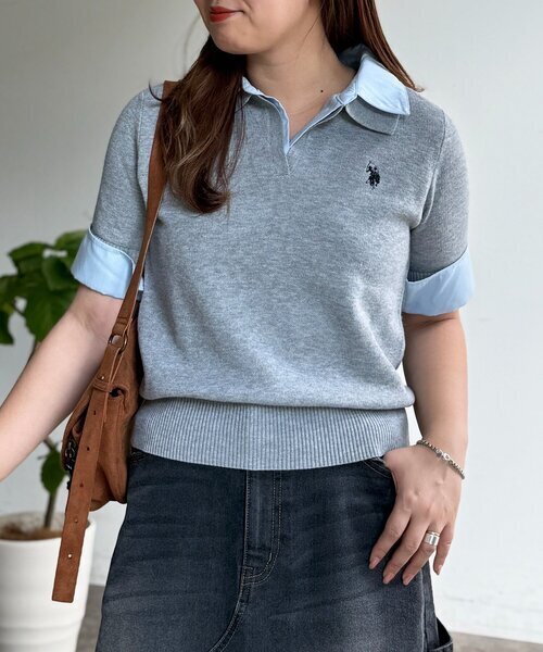 U.S. POLO ASSN. フェイクレイヤード半袖ポロ