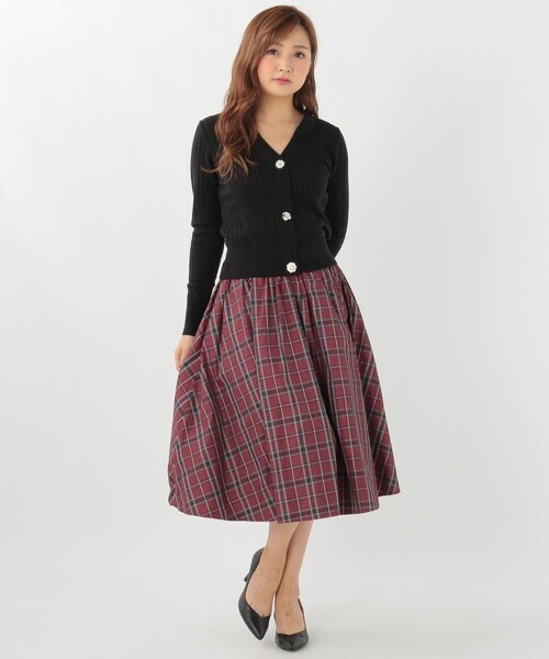 And Couture バルキービジューボタンリブカーディガン
