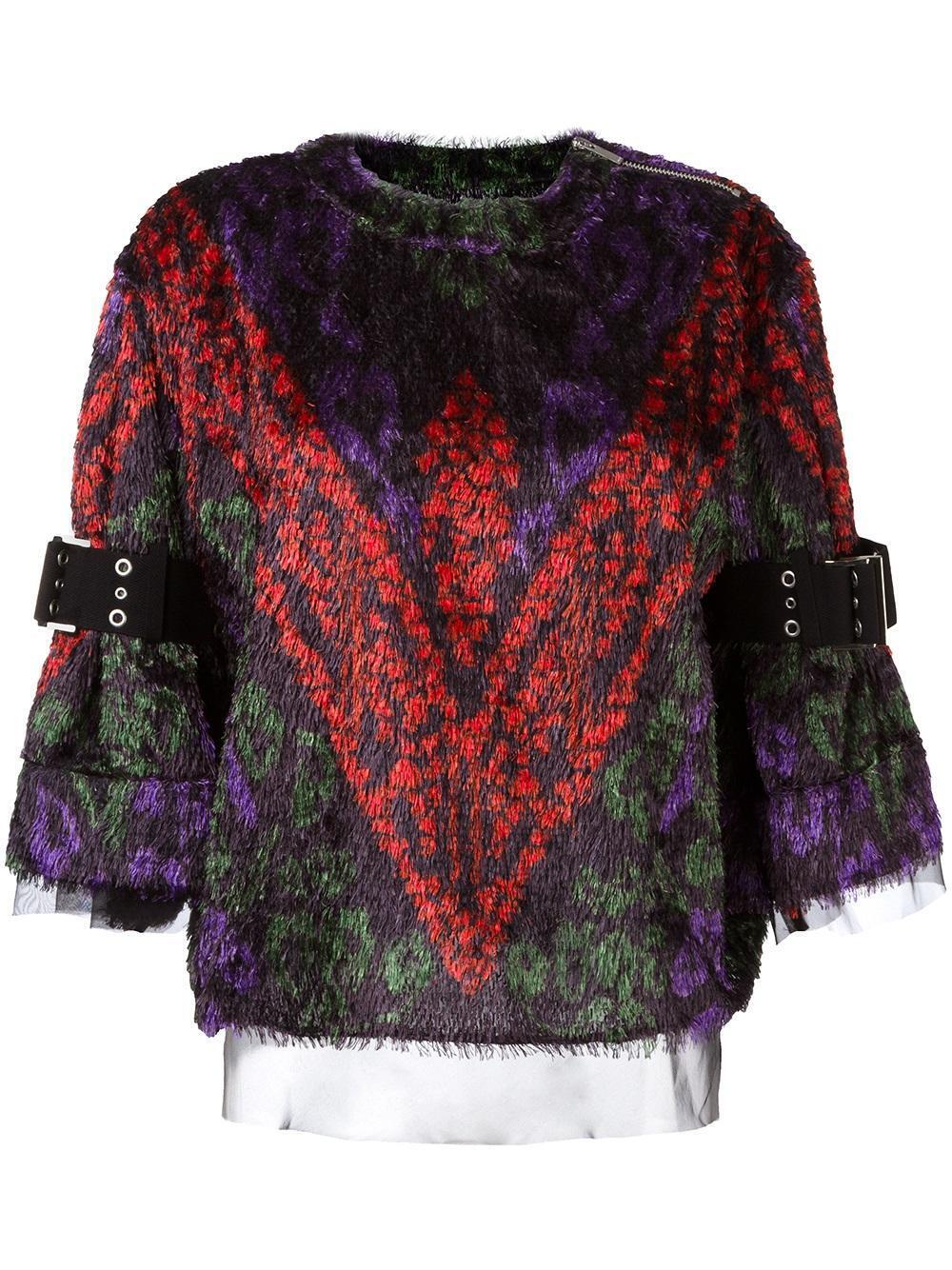 sacai テクスチャード ジャガード織りセーター