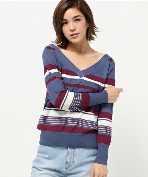 AZUL by moussy 前後2WAY長袖ニットPO