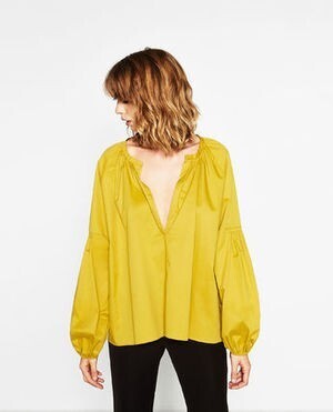 ZARA バルーンスリーブコットンブラウス