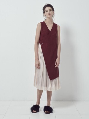ELENDEEK RING WRAP PLEATS LONG ONE-PIECE