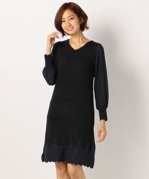 MEW'S REFINED CLOTHES 裾レースニットワンピース