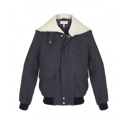 LOEWE Denim Bomber With Shearling ネイビーブルー