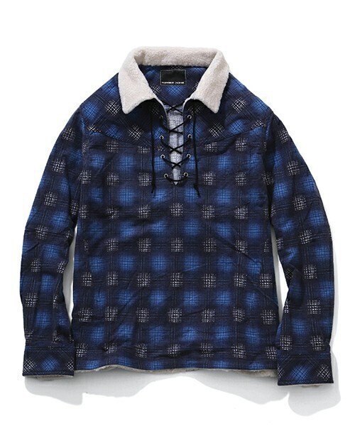 NUMBER (N)INE BOA PULLOVER SHIRTS_FLANNEL OMBRE CHECK