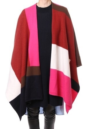 GRACE CONTINENTAL 配色ニットポンチョ