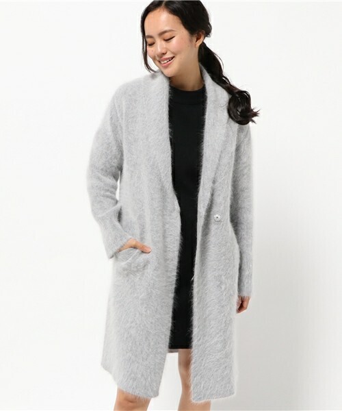 DOUBLE STANDARD CLOTHING アンゴラミンク加工ロングニットカーディガン(Marisol11月号)