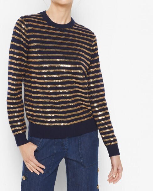 Michael Kors パイエット ストライプ クルーネック ニット