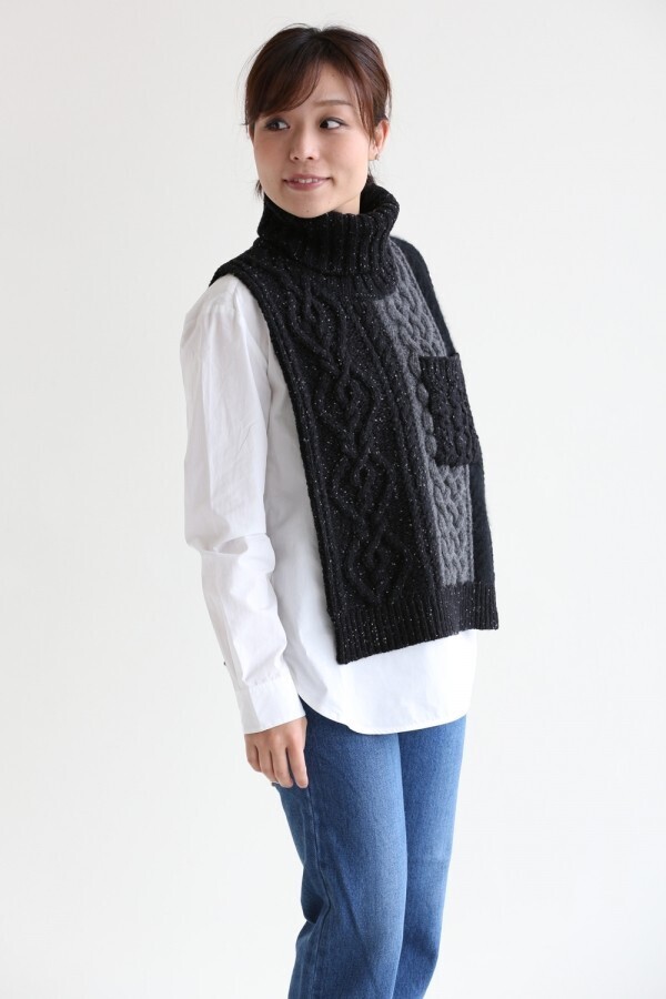 ADAWAS COLLAGE KNIT シャツ×ニットコンビトップス