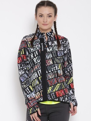 Reebok Multicoloured RE WND P1 Printed Slim Running Jacket