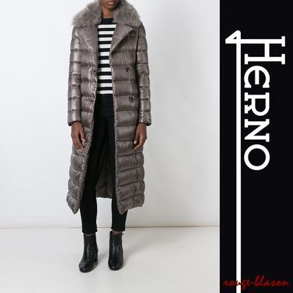 HERNO ロング ダウンコート グレー ダウンフェザー