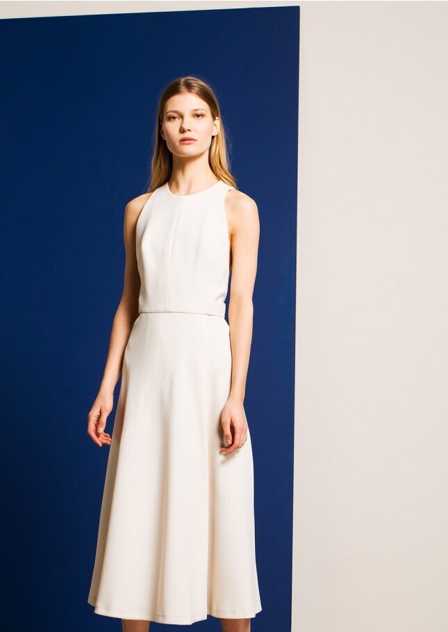 TARA JARMON Cream Sleeveless Midi Dress