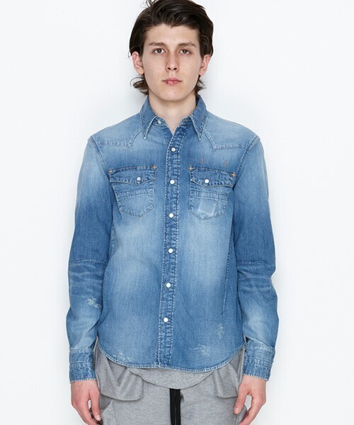 n(n) BY NUMBER (N)INE WESTERN SHIRTS_DENIM(DAMAGE)