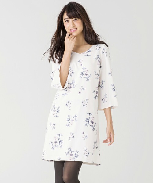 MISCH MASCH 花柄袖フレアーワンピース