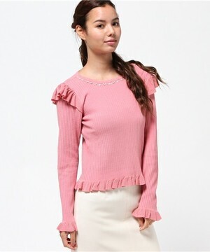 LODISPOTTO ラブリー肩フリルリブニット
