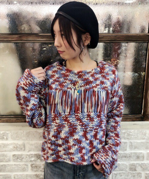 PAGEBOY カラーロービングニット