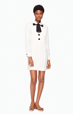 kate spade new york satin crepe bow shirtdress
