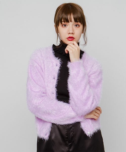 merry jenny シャギーパールカーディガン