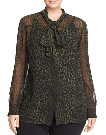 MICHAEL MICHAEL KORS Panther Print Tie-Neck Blouse