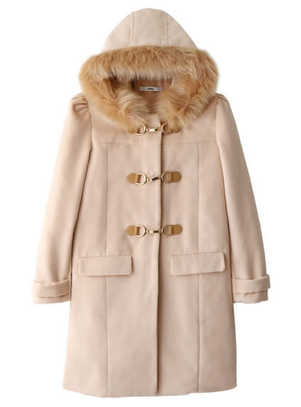 GRL ファー付ロングダッフルコート