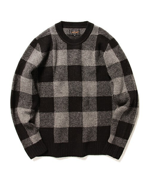 BEAMS PLUS ブロックチェック ニット