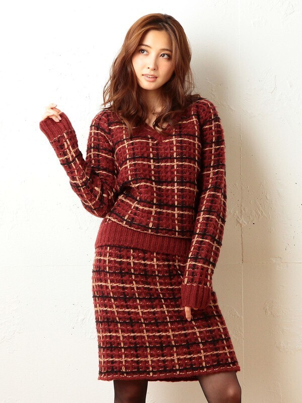 ROYAL PARTY チェック柄ニットセットアップ