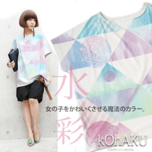 osharewalker osharewalker/kOhAKU水彩デザインボートネックTシャツ（MI-605）