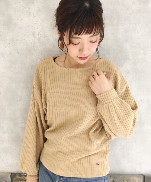 PAGEBOY 袖ボリュームリブニットプル