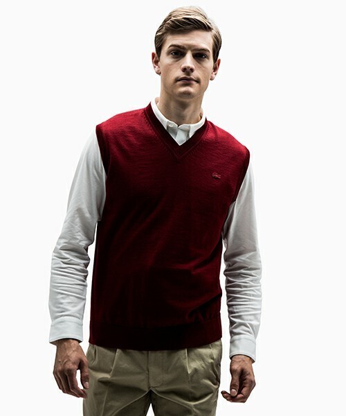 LACOSTE ラムウール Vネック ニット ベスト