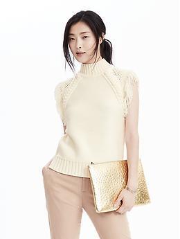 Banana Republic Heritage ノースリーブフリンジ タートルネックセーター