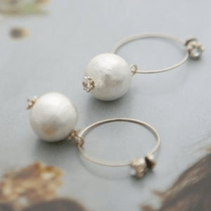 raffia 【JC1291】Jewel Casket / Magnet earrings Cotton pearl