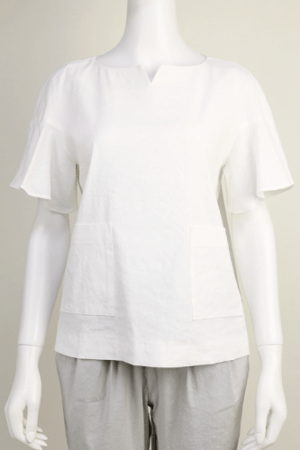 trois 【T61-3122】trois/フリル袖プルオーバーブラウス