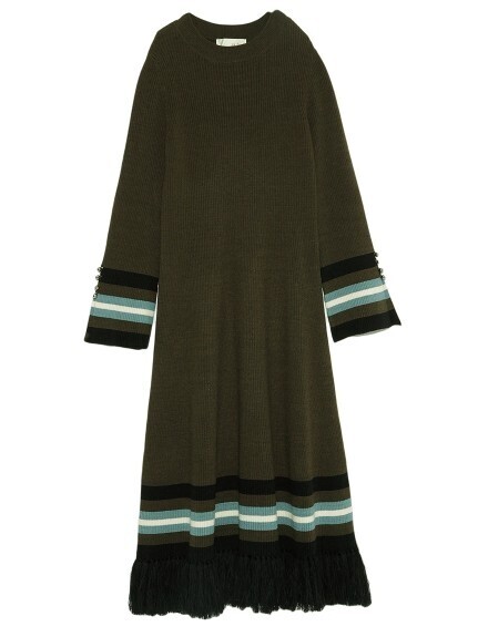 Lily Brown 配色ニットワンピース