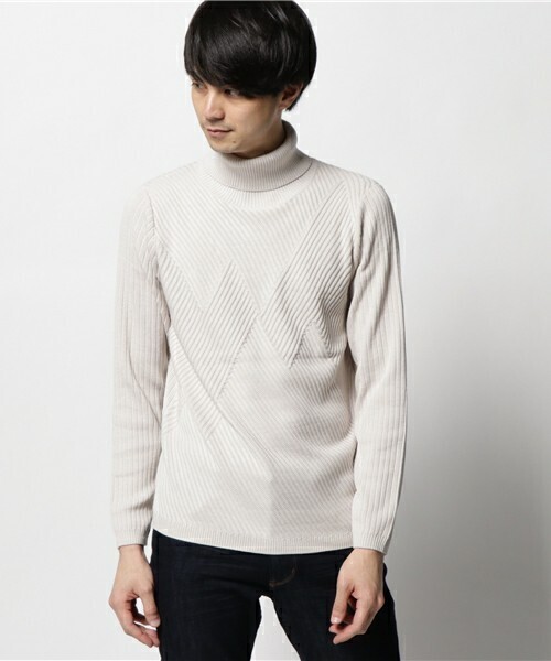 TETE HOMME ジグザグリブタートルネックニット