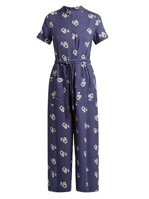 SEA Geometric floral-print cotton-blend jumpsuit
