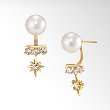 STAR JEWELRY PEARL OF SPACE PIERCED EARRINGS
