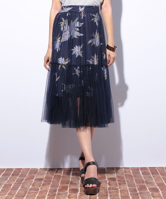 snidel プリーツフラワースカート